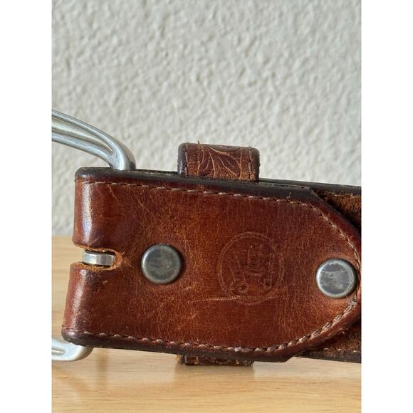Silver Creek Classics Mens Brown Leather Tooled Belt Silver Buckle Size 42 - Picture 13 of 15